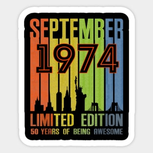 September 1974 50 Years Of Being Awesome Limited Edition Sticker